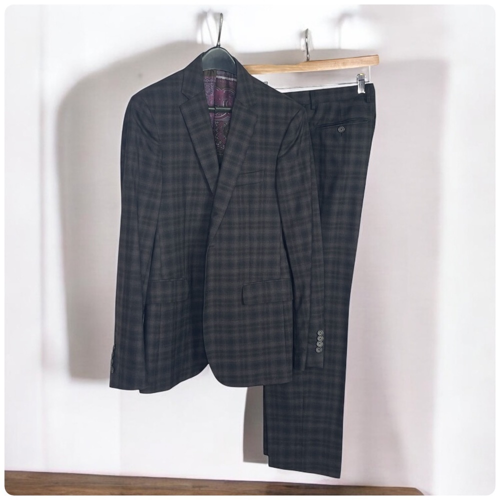 Etro 48 Wool Men's Brown Plaid Suit